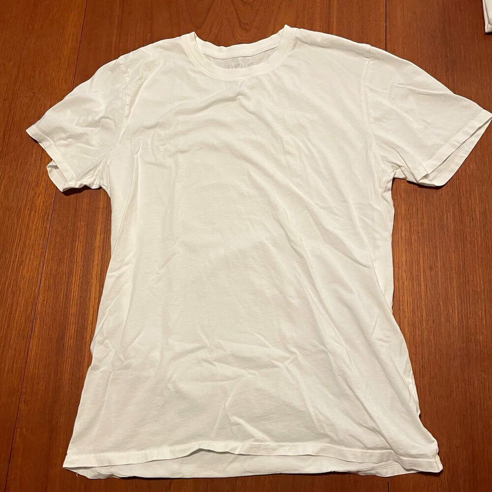 Everlane Men T-Shirt Size L White Crew Neck Short Sleeve Cotton Capsule Wardrobe